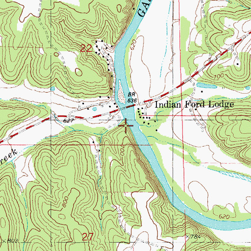 Topographic Map of Indian Creek, MO