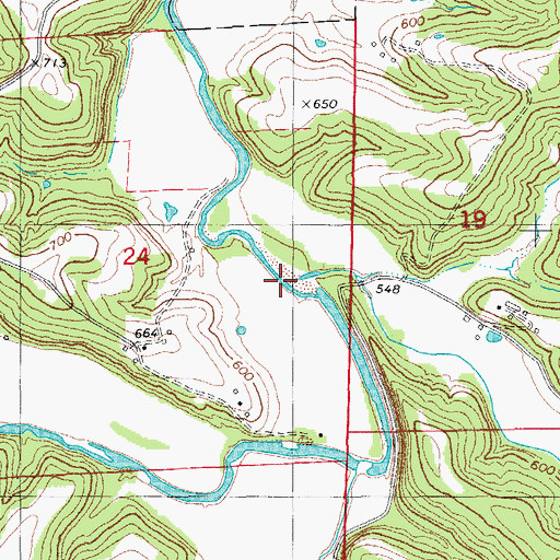 Topographic Map of Indian Creek, MO