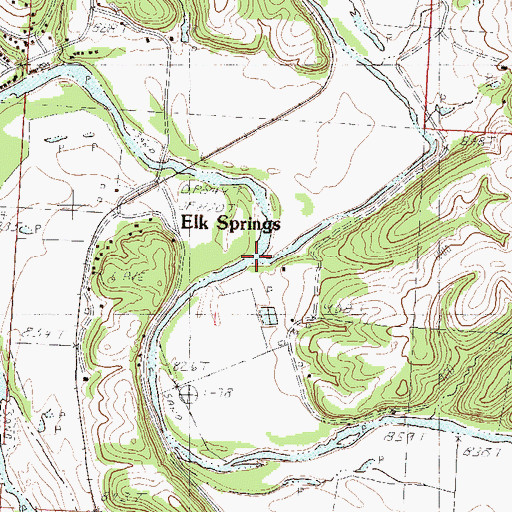 Topographic Map of Indian Creek, MO