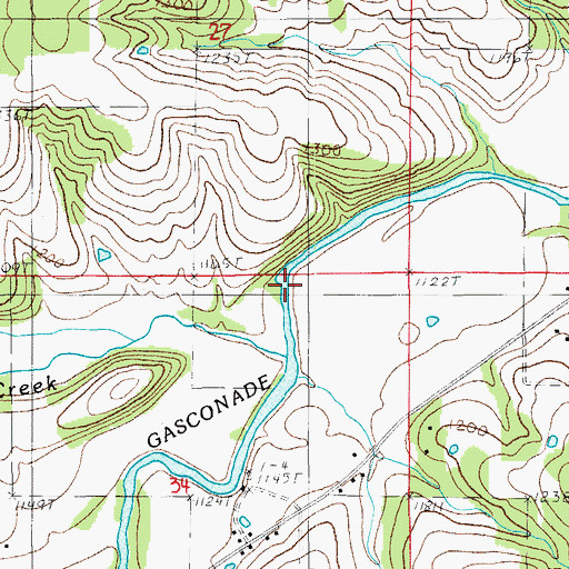 Topographic Map of Indian Creek, MO