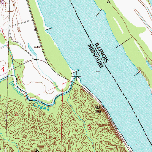 Topographic Map of Indian Creek, MO