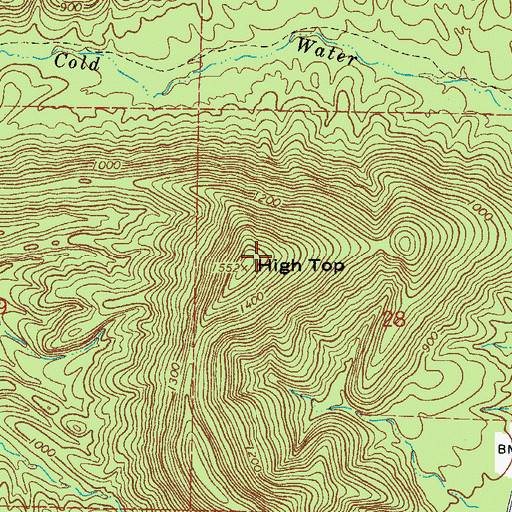 Topographic Map of High Top, AR