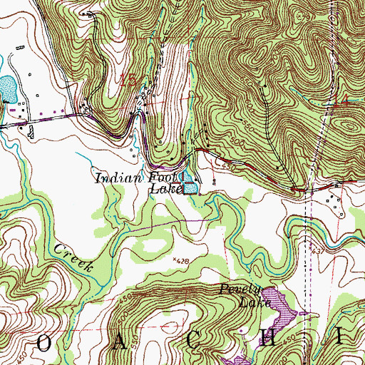 Topographic Map of Indian Foot Lake, MO