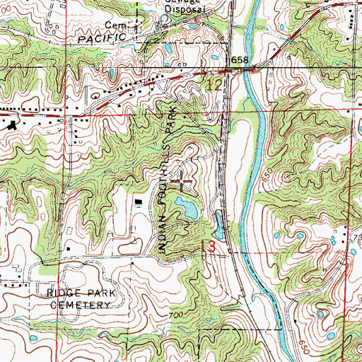 Topographic Map of Indian Foothills Park, MO