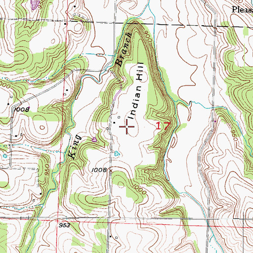 Topographic Map of Indian Hill, MO