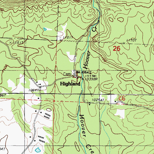 Topographic Map of Highland, AR