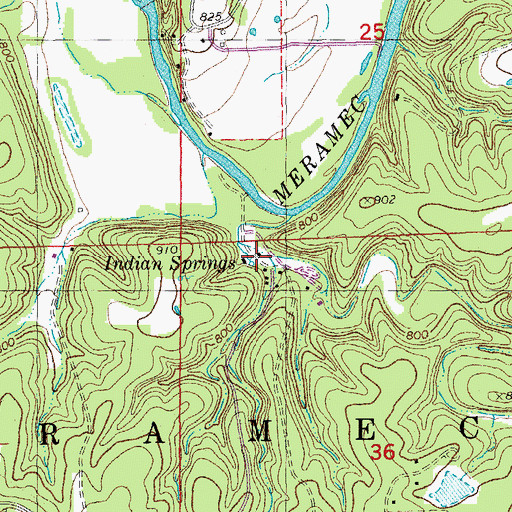 Topographic Map of Indian Springs, MO