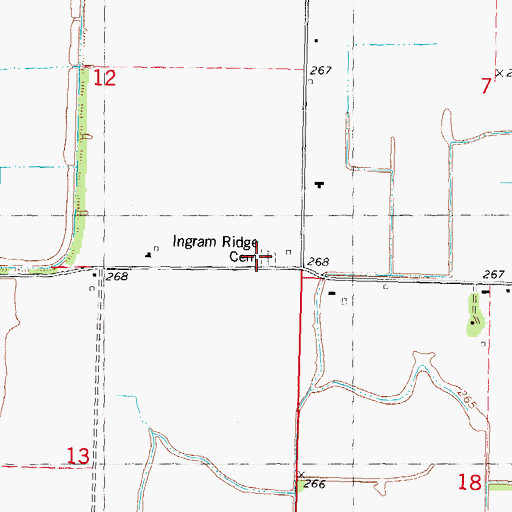 Topographic Map of Ingram Ridge Cemetery, MO