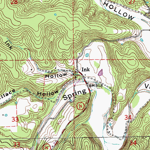 Topographic Map of Ink Hollow, MO