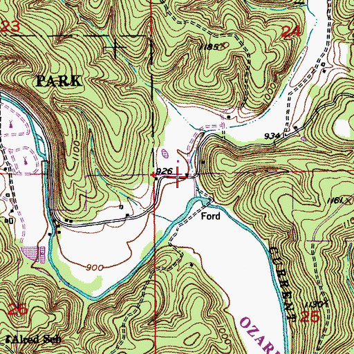Topographic Map of Inman Hollow, MO
