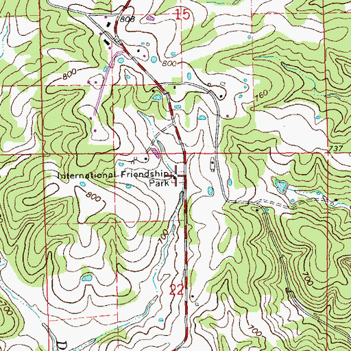 Topographic Map of International Friendship Park, MO