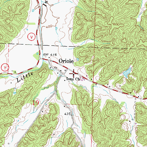 Topographic Map of Iona Church, MO