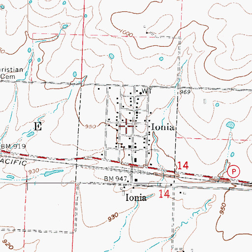 Topographic Map of Ionia, MO