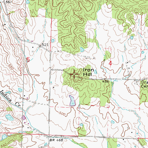 Topographic Map of Iron Hill, MO