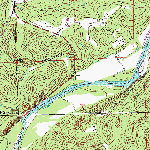 Topographic Map of Iron Hollow, MO