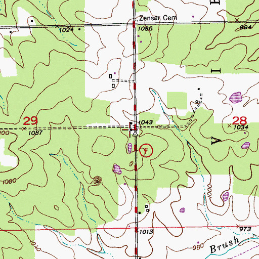 Topographic Map of Iron Ridge School, MO