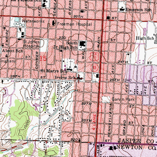 Topographic Map of Irving Elementary School, MO