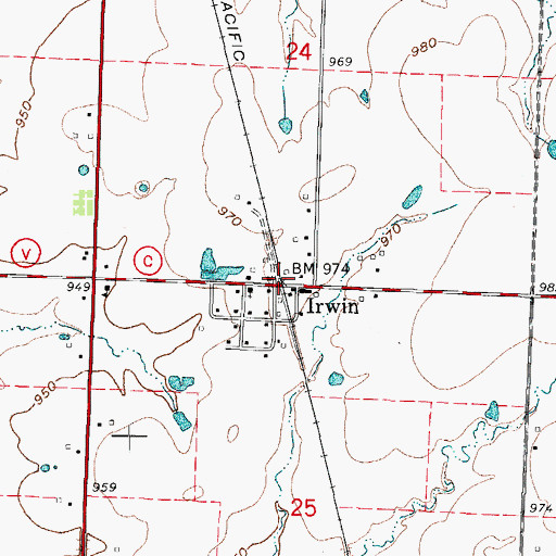 Topographic Map of Irwin, MO
