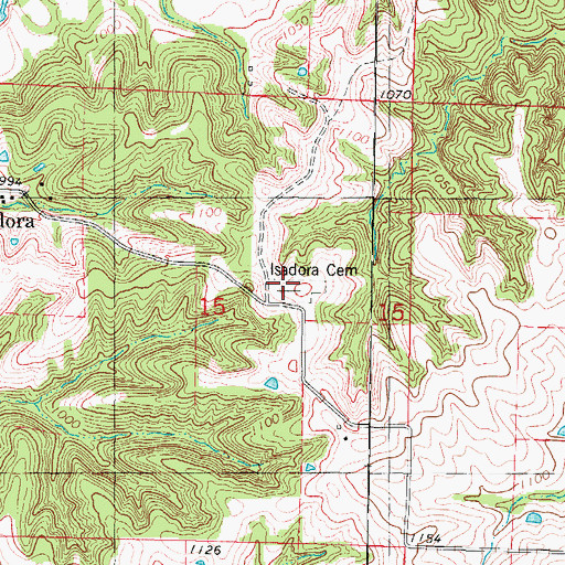 Topographic Map of Isadora Cemetery, MO