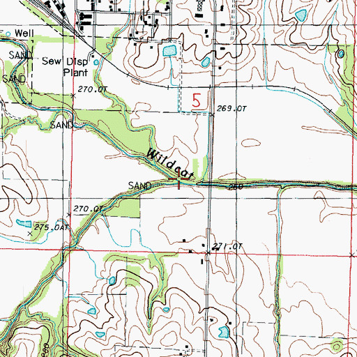 Topographic Map of Island Creek, MO