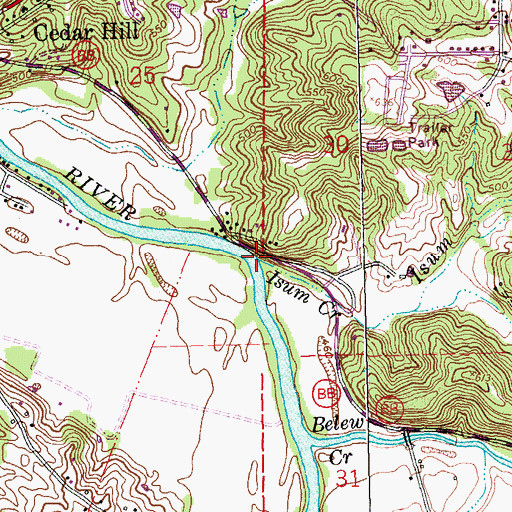 Topographic Map of Isum Creek, MO