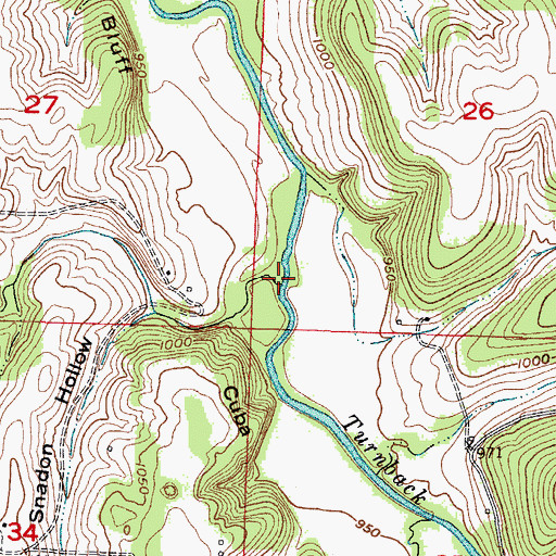Topographic Map of Itson Branch, MO