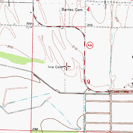 Topographic Map of Ivie Cemetery, MO
