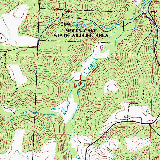 Topographic Map of Jack Branch, MO