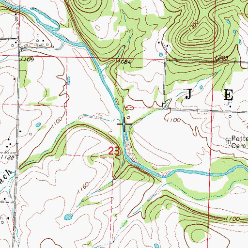 Topographic Map of Jacks Branch, MO