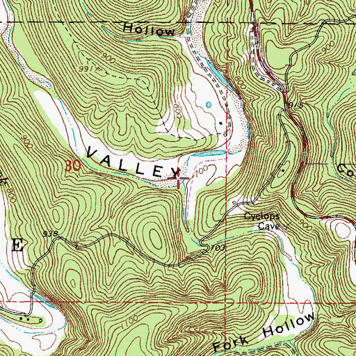 Topographic Map of Jacks Fork Hollow, MO