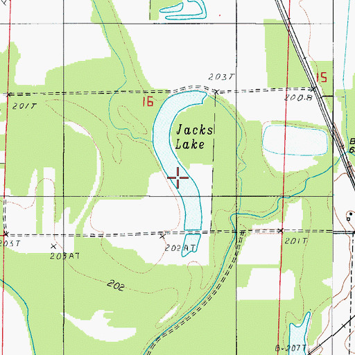 Topographic Map of Jacks Lake, MO