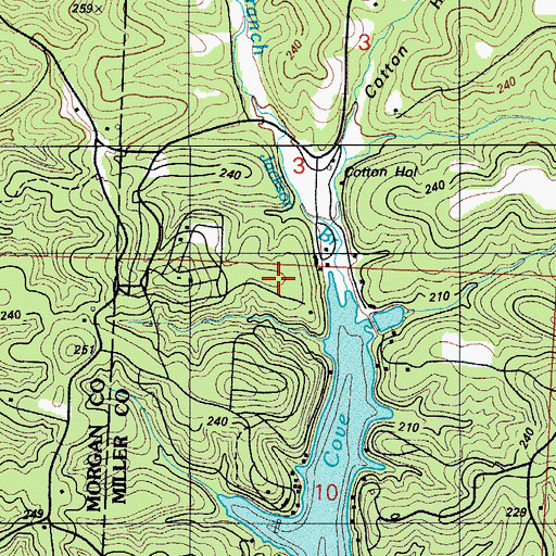 Topographic Map of Jackson Branch, MO