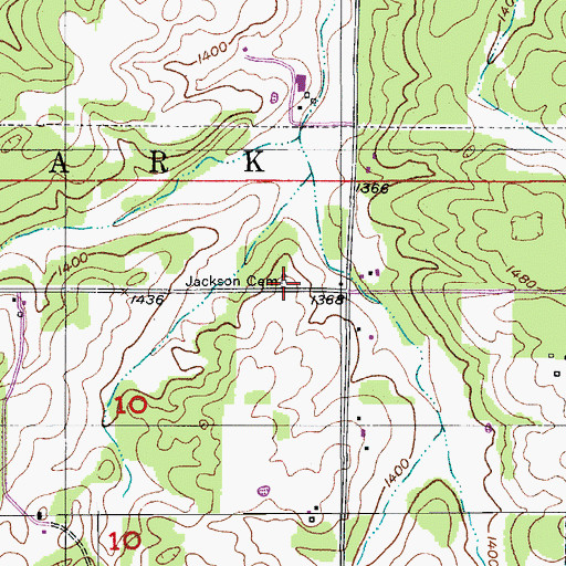 Topographic Map of Jackson Cemetery, MO