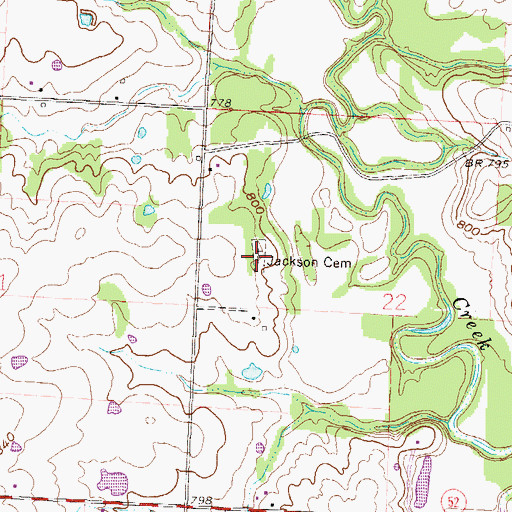 Topographic Map of Jackson Cemetery, MO