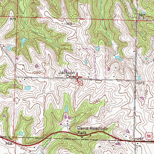 Topographic Map of Jackson Cemetery, MO
