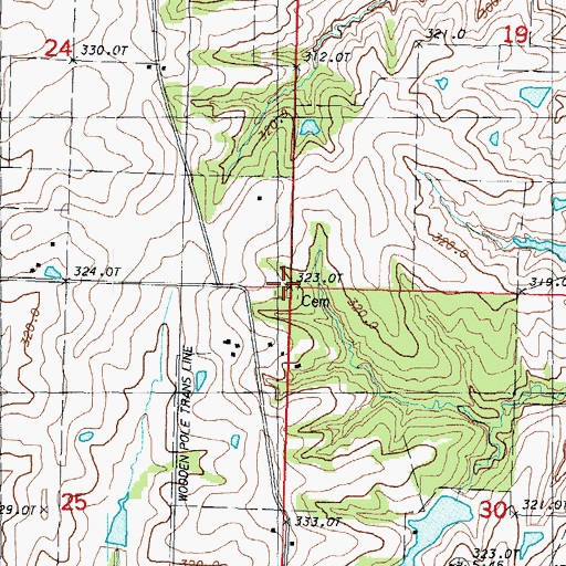 Topographic Map of Jackson Cemetery, MO