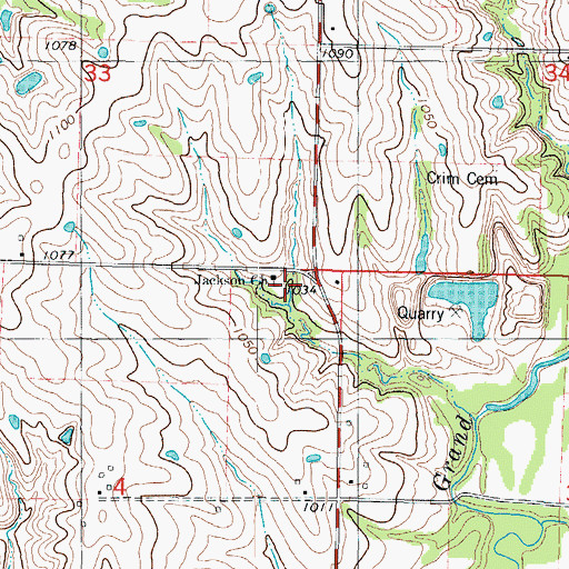 Topographic Map of Jackson Church, MO