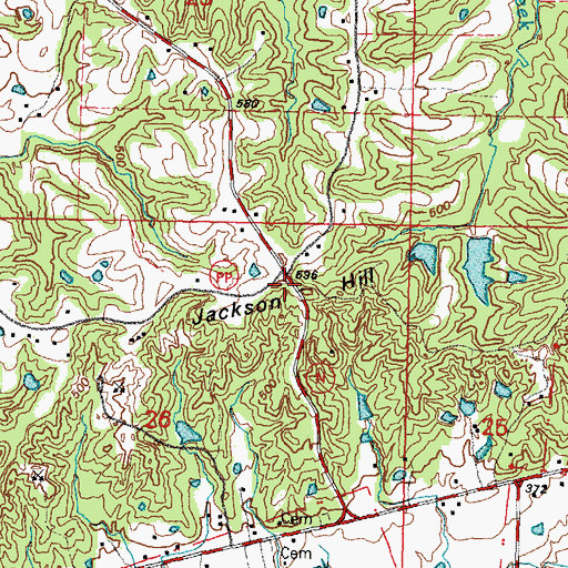 Topographic Map of Jackson Hill, MO