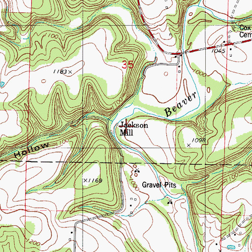 Topographic Map of Jackson Mill Hollow, MO