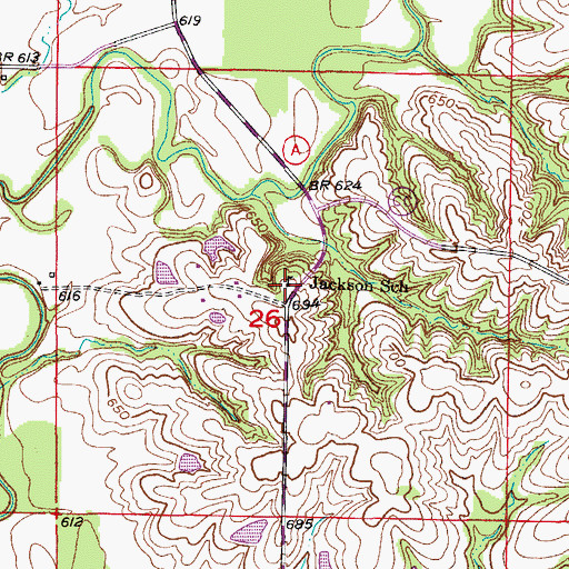 Topographic Map of Jackson School (historical), MO