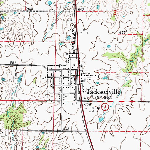 Topographic Map of Jacksonville, MO