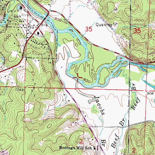 Topographic Map of Jacobs Branch, MO