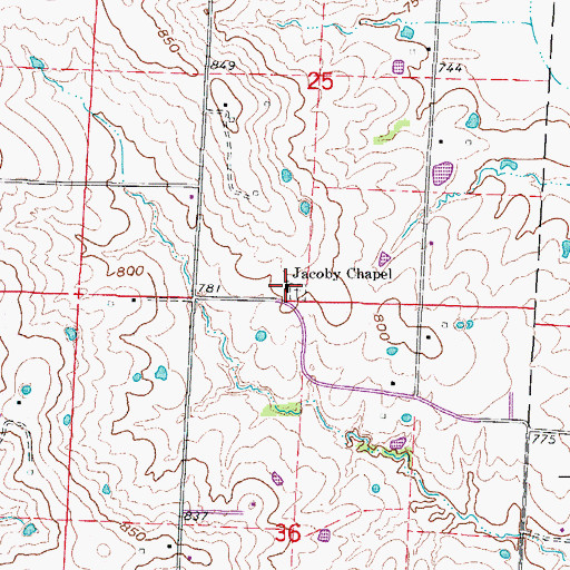 Topographic Map of Jacoby Chapel, MO