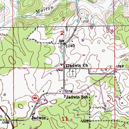 Topographic Map of Jadwin Church, MO