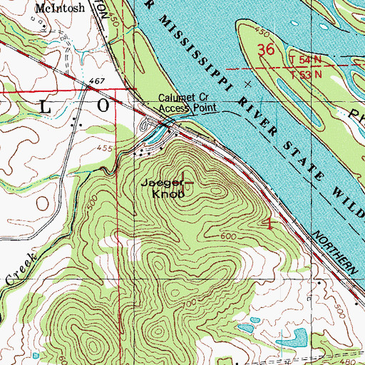 Topographic Map of Jaeger Knob, MO