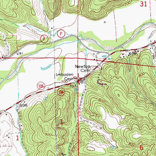 Topographic Map of Jakie Hollow, MO