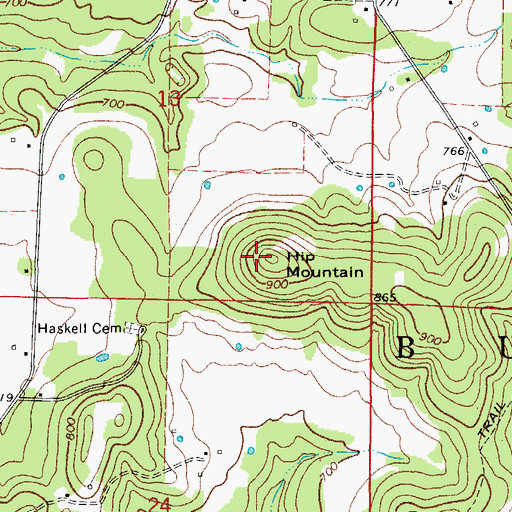 Topographic Map of Hip Mountain, AR