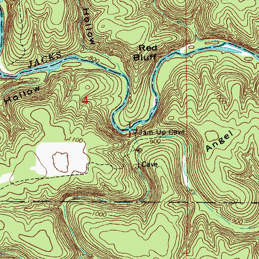Topographic Map of Jam Up Creek, MO