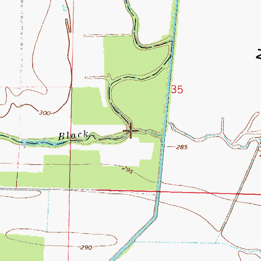 Topographic Map of James Bayou, MO