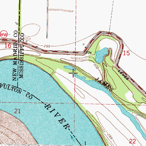 Topographic Map of James Bayou, MO